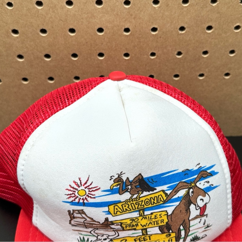 Vintage ARIZONA DESERT HAT Trucker Cap Snapback Mesh CATROON ART Funny STATE - Picture 3 of 11